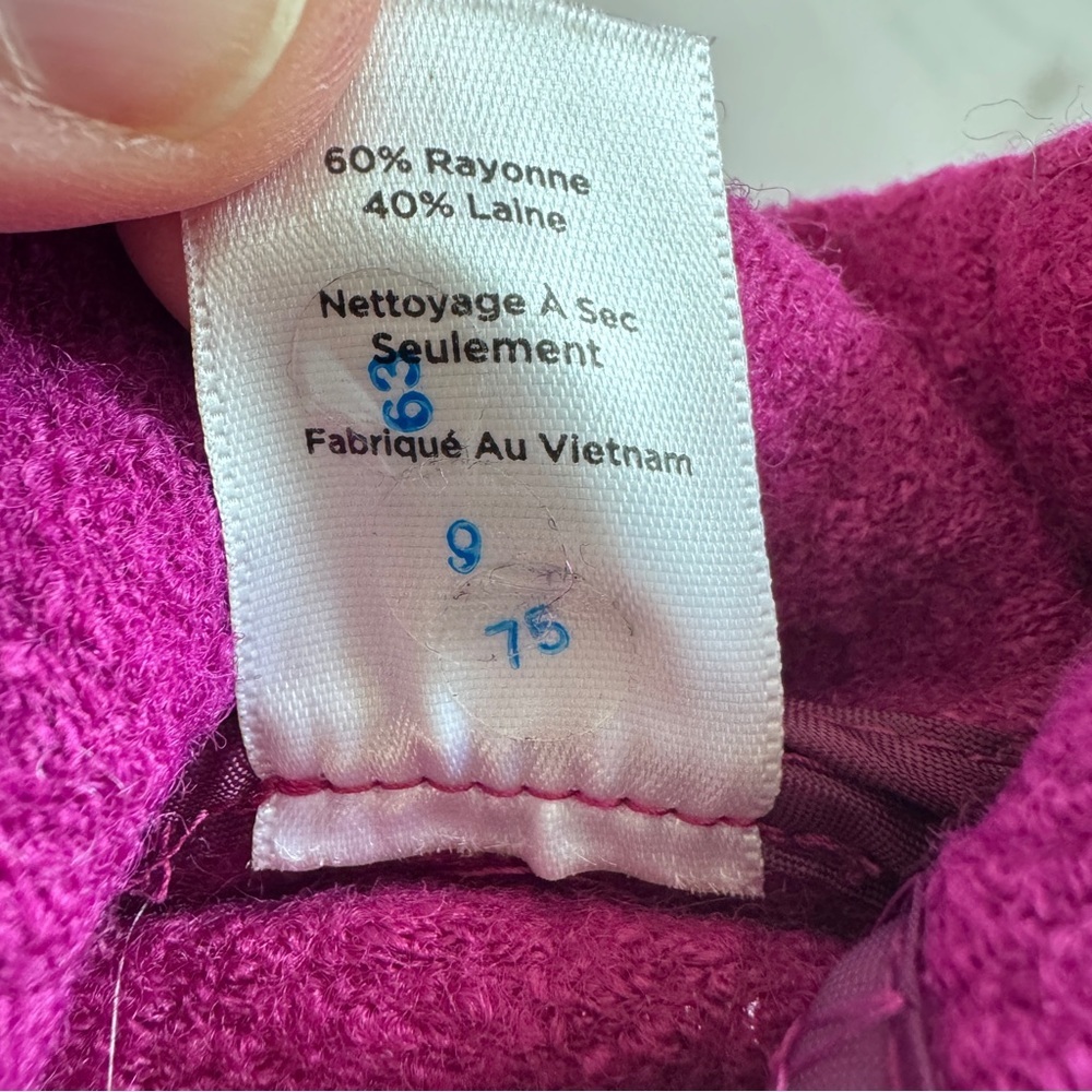 Talbots Magenta Wool Blend Asym Zip Moto Jacket Zipper Pockets Women 10 - Picture 7 of 12